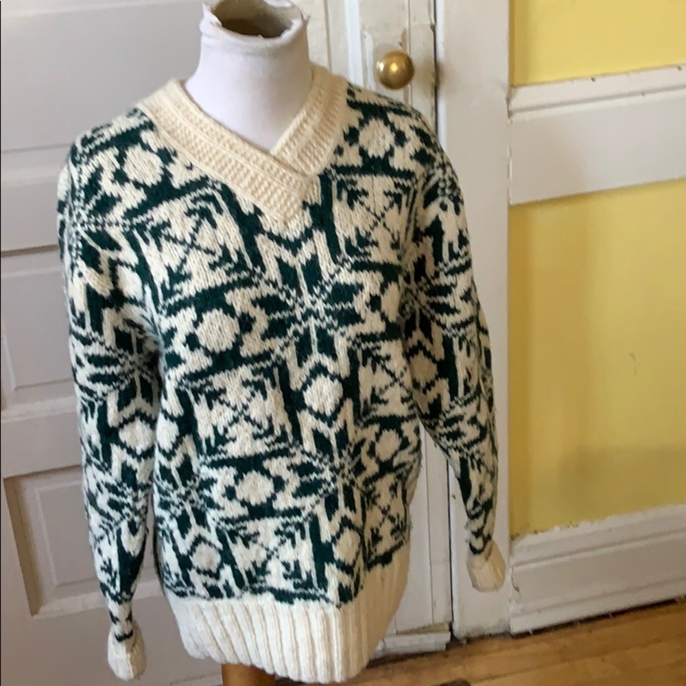 VINTAGE Ralph Lauren Country Green& Cream Sweater